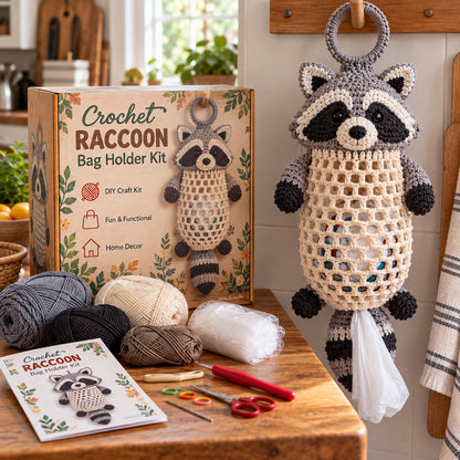 🔥 Special Offer! 🧶 Crochet Animal Bag Holder DIY Kit – Cute & Functional Hanging Storage Craft Kit