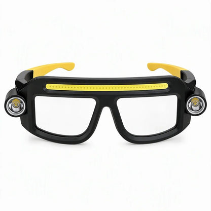 Hands Free Dual Beam LED Flashlight Glasses, Type-C Rechargeable COB Work Light Glasses for Mechanics, Camping & Repair