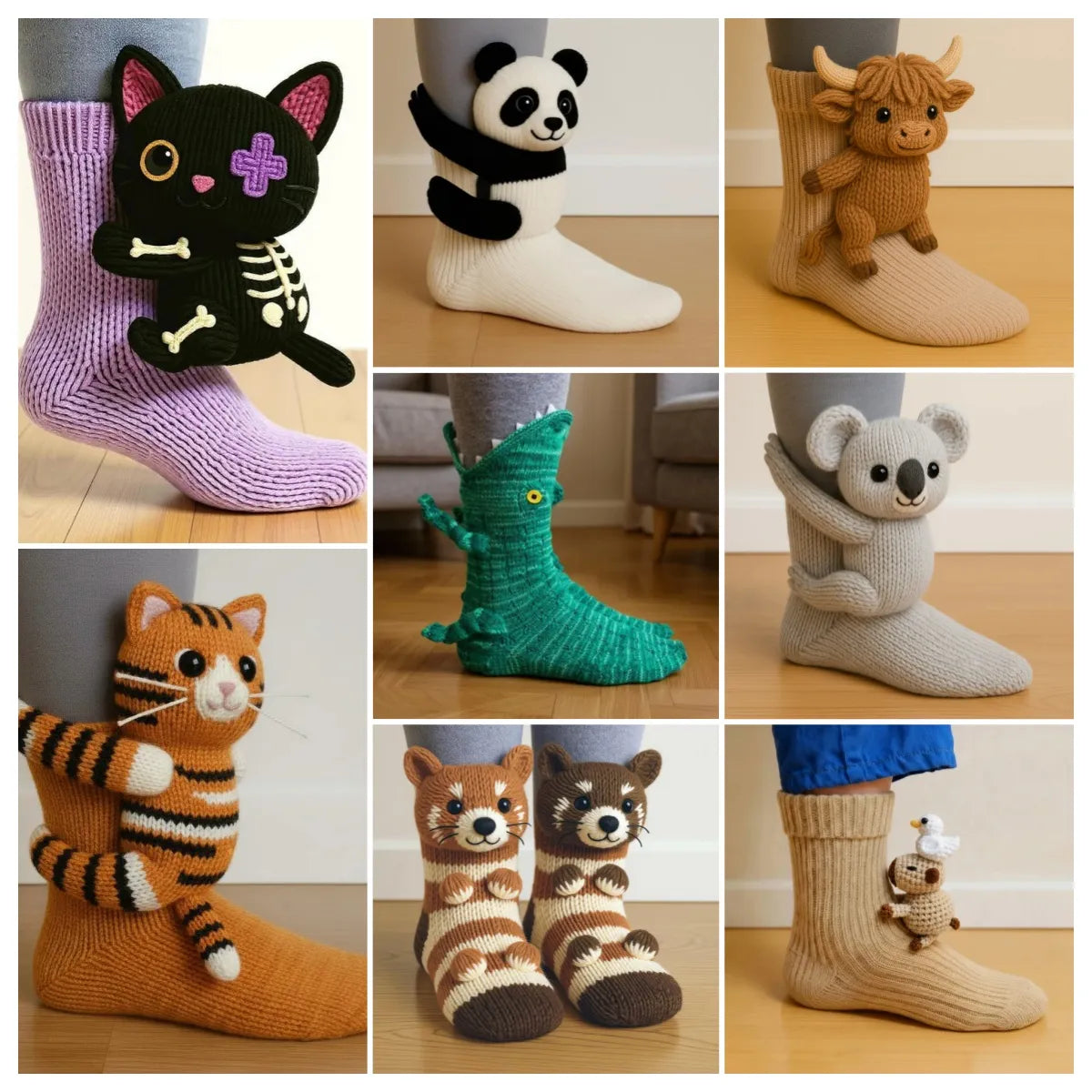 💝 Cozy 3D Knit Spirit Animal Socks – Show Your Personality in Comfort 🧦