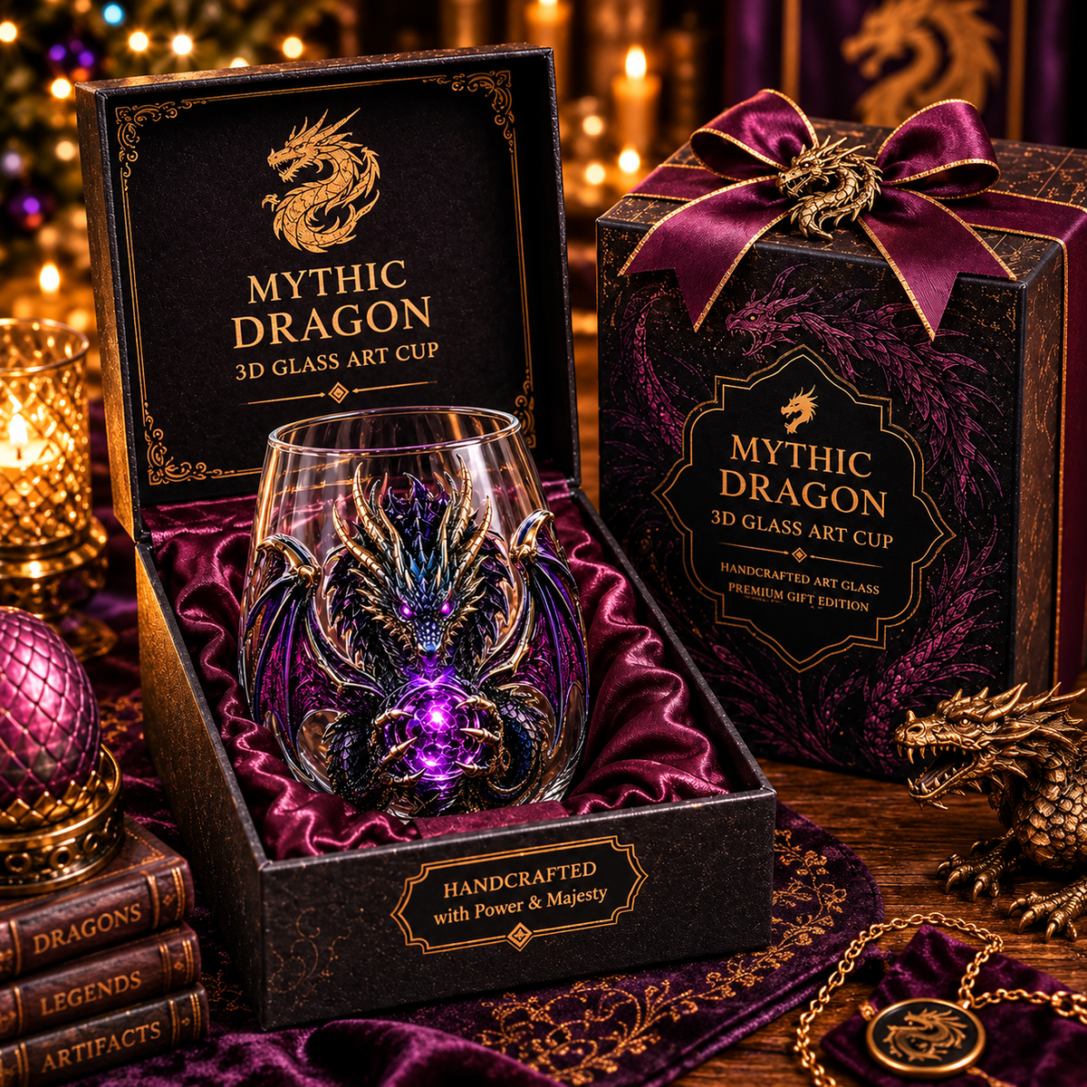 🐉✨ 3D Mythic Dragon Glass Art Cup | Luxury Raised Fantasy Glassware for Whiskey, Home Bar Décor & Legendary Gifts 🎁