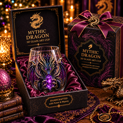 🐉✨ 3D Mythic Dragon Glass Art Cup | Luxury Raised Fantasy Glassware for Whiskey, Home Bar Décor & Legendary Gifts 🎁