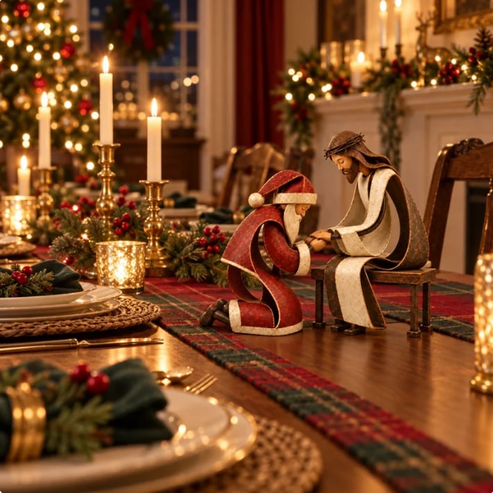 🎅✝️Santa Kneeling Before   Jesus Christmas   Figurines(📦Buy 2 Free Shipping)