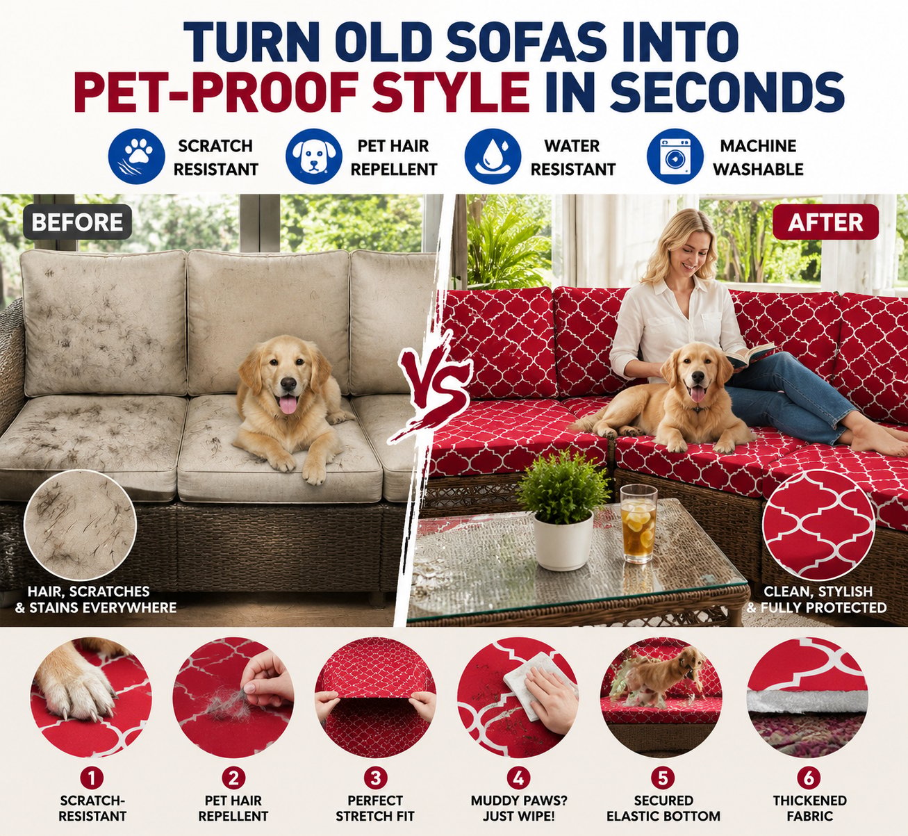 🛋️ Outdoor Patio Sofa Cushion Covers 🔥Free Shipping Worldwide