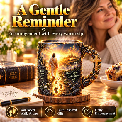 Faith-Inspired Heat-Reveal Mug – You Never Walk Alone 🕊️