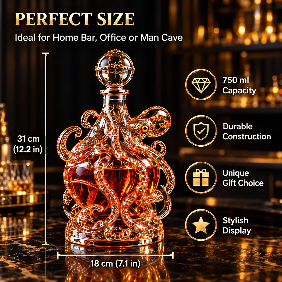 🐙 Octopus Decanter - Premium Crystal Glass Edition