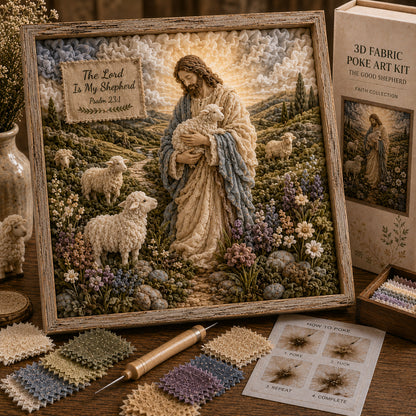 ⏳ Last Day 49% OFF – ✝️✨ Christian Faith 3D Fabric Poke Art DIY Kit | Nativity, Empty Tomb & Good Shepherd Inspirational Wall Art 🙏🏠