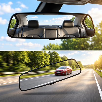 🚗 Clip-On Panoramic Rearview Mirror – Wider View, Tool-Free Installation ✨