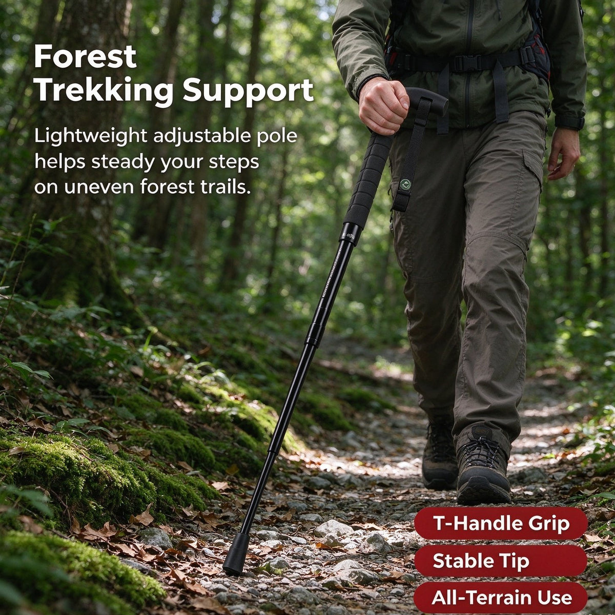 GS183 FOX Telescopic Hiking Trekking Pole with Self-Defense Baton