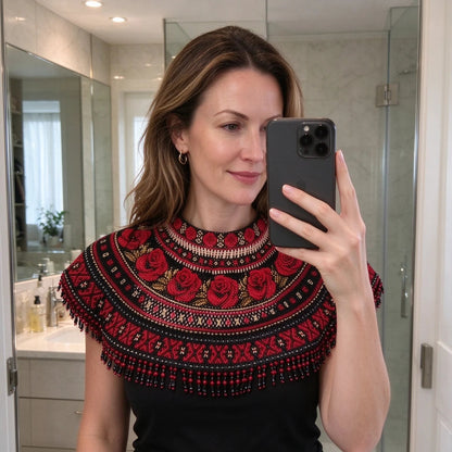 🌹Rose Embroidered Beaded Cape Collar