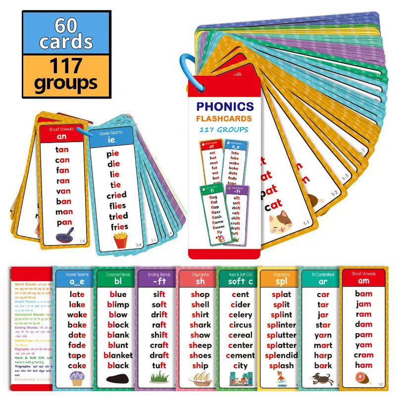 🌟 Phonics Flash Cards – 117 Sound Families & 900+ Rhyming Words for Early Reading
