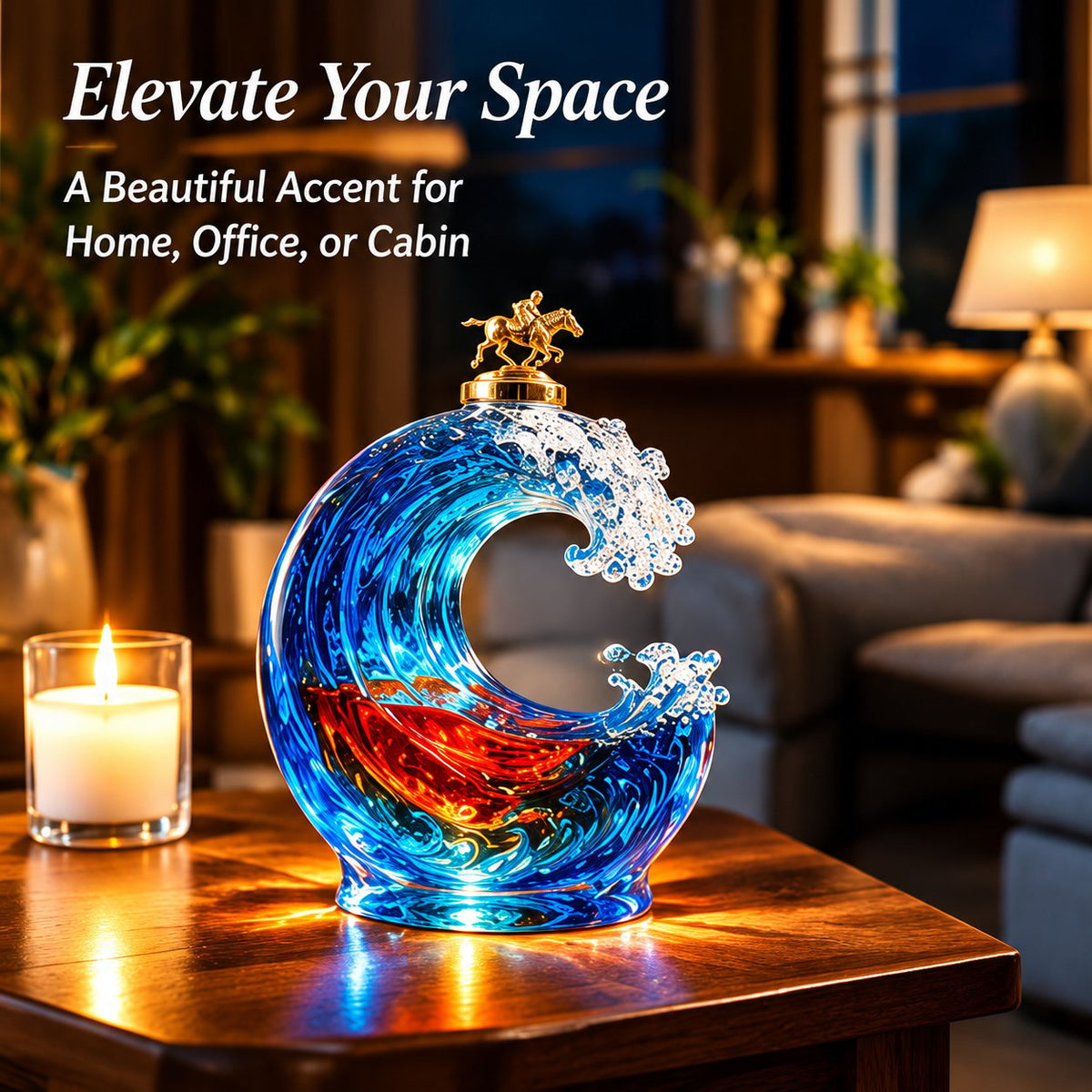 🌊 Ocean Wave Art Sculpture - Crystal Decanter Edition