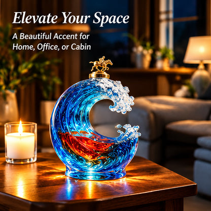 🌊 Ocean Wave Art Sculpture - Crystal Decanter Edition