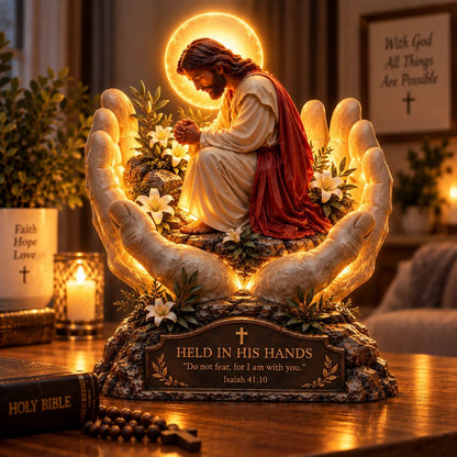 ✨🙏 Faith Brings Peace™ — Illuminated Praying Jesus Figurine