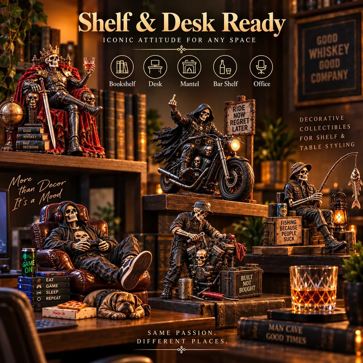 💀🔥 Bad to the Bone – 6 Funny Skeleton Collectibles | Unique Gifts for Men & Man Cave Decor 🎁