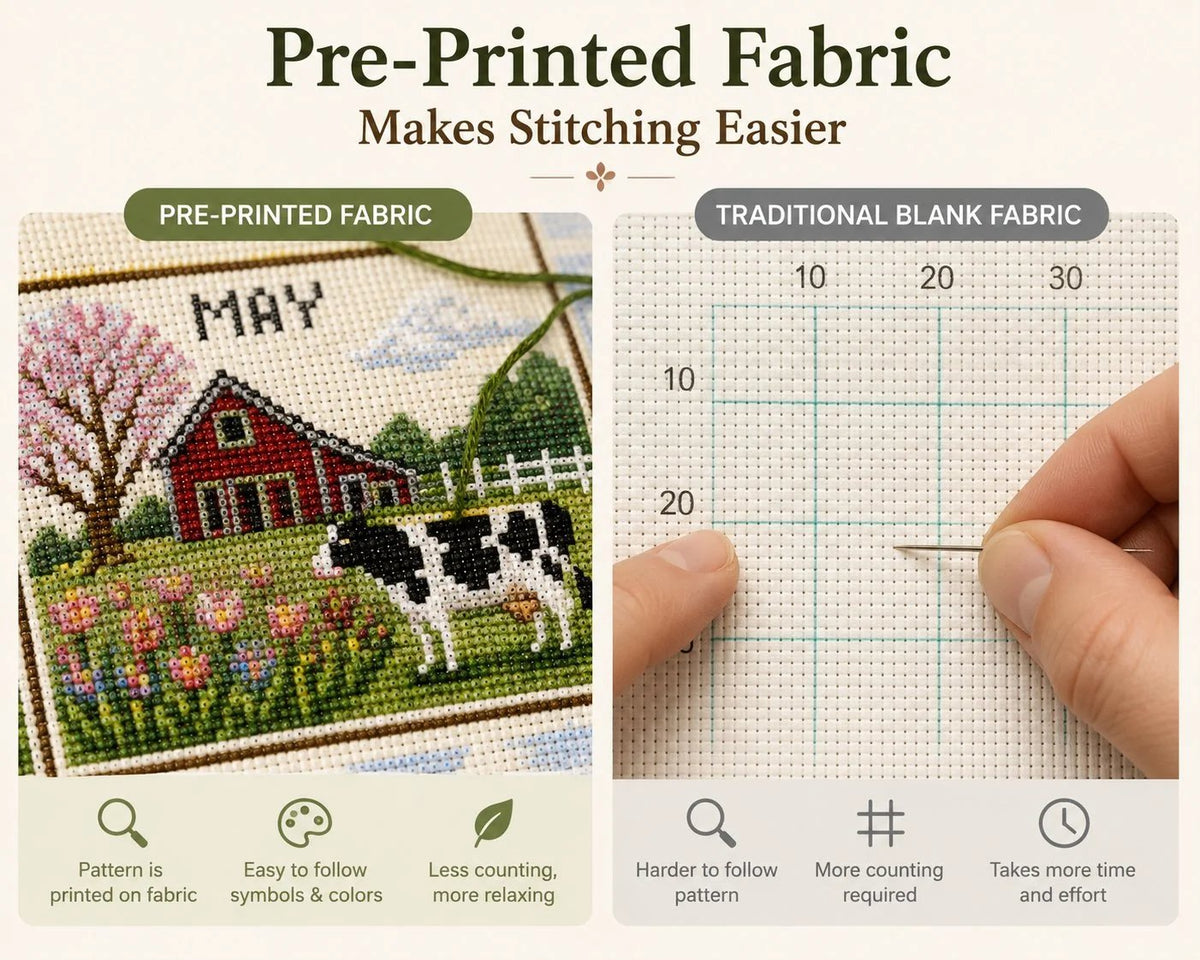 🔥 LAST DAY — 50% OFF! 🏡 12‑Month Seasons & Holidays Cross Stitch Kit — Relaxing DIY Craft for Beginners