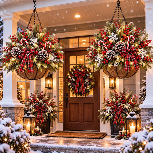 🎄 Last Day: 33% OFF – Pre-Lit Christmas Hanging Basket | Warm LED Lights & Weather-Resistant Holiday Decor ✨