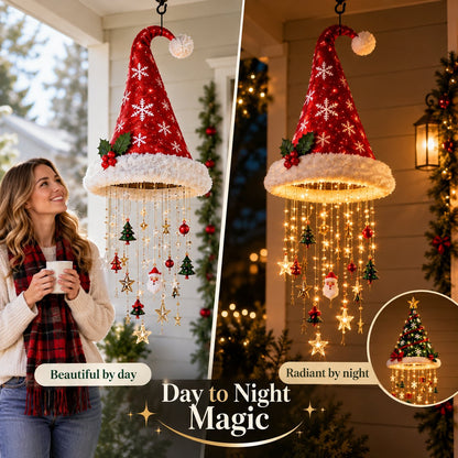 🎄 Hanging Santa Hat LED Tree Lights – Cascading Christmas Glow for Festive Holiday Decor 🎅