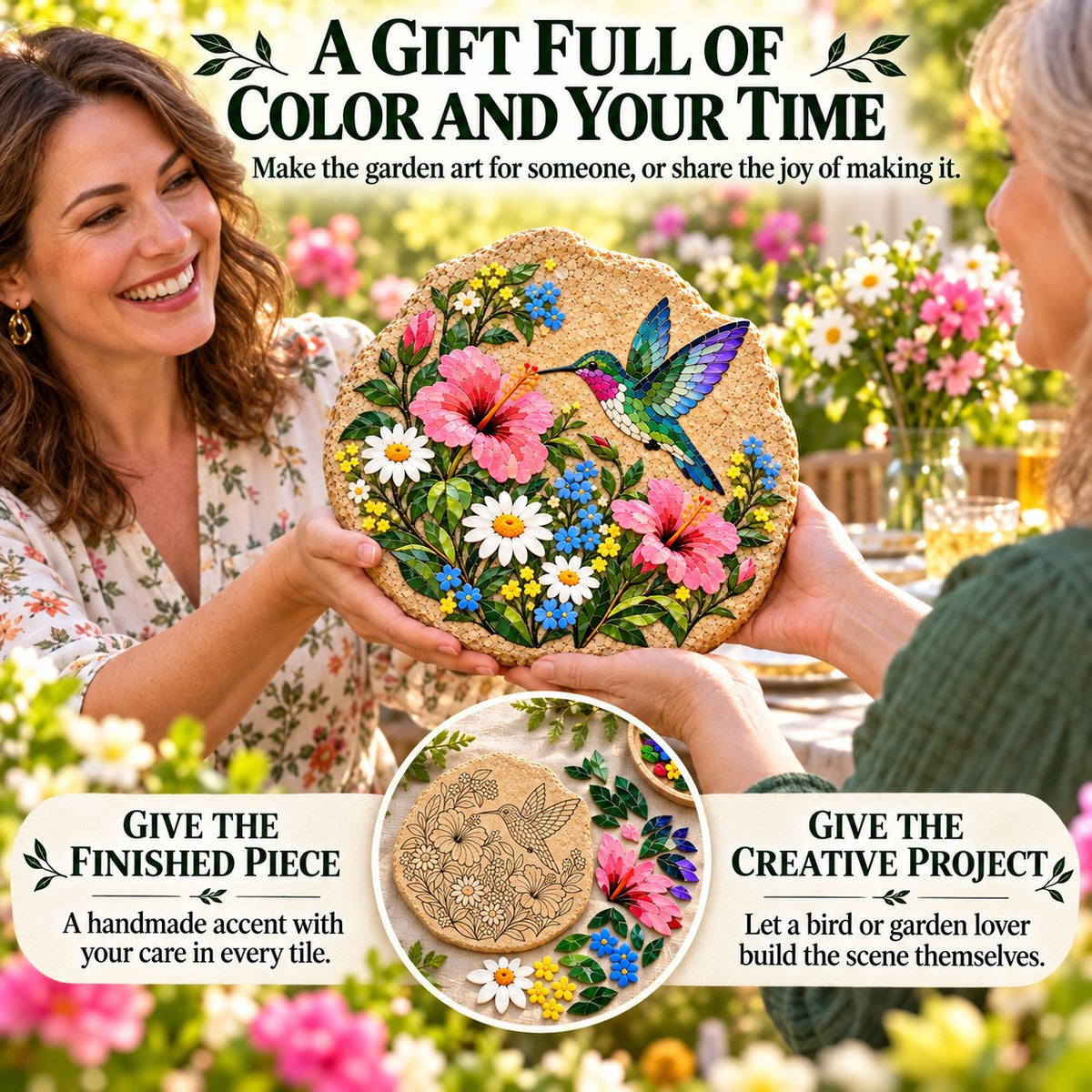 ⏳ Last Day 49% OFF – 🐦 Beginner-Friendly Hummingbird Wildflower Mosaic DIY Kit | Complete Kit with Mosaic Pieces, Tools & Guide Included 💕