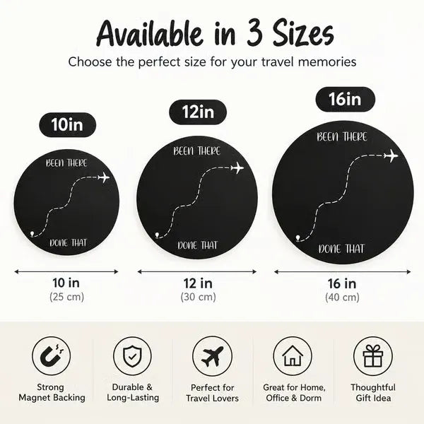 🌍✈️ Been There, Done That Travel Magnet Display Board – Round Souvenir Magnet Wall Organizer, Personalized Travel Memory Decor & Unique Gifts for Travelers 🎁