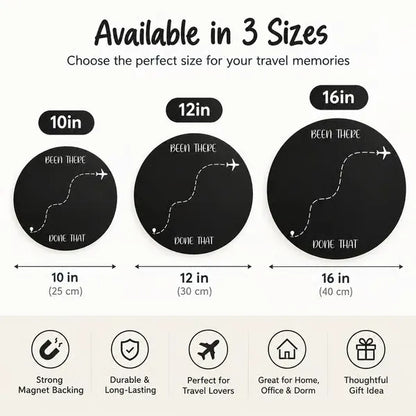 🌍✈️ Been There, Done That Travel Magnet Display Board – Round Souvenir Magnet Wall Organizer, Personalized Travel Memory Decor & Unique Gifts for Travelers 🎁