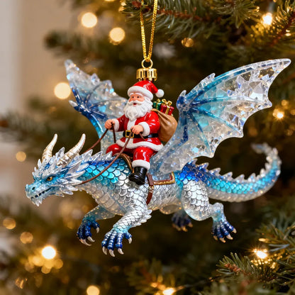 🎅🐉 Santa Dragon Rider Acrylic Ornaments – 6 Fantasy Christmas Designs