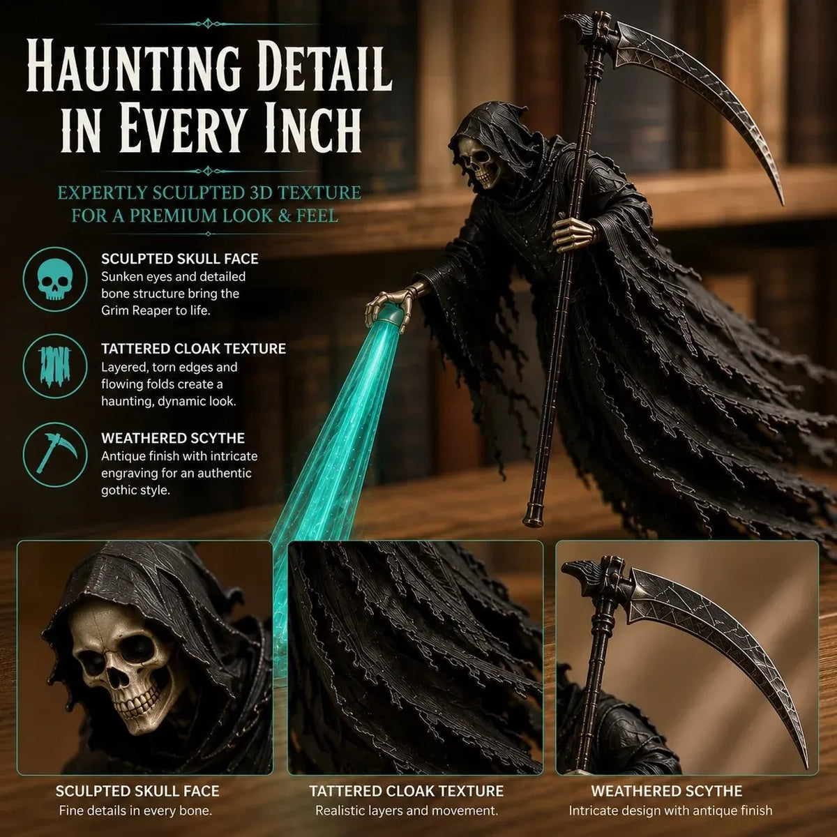 🎁Today 50% OFF🎁💀 The Soul Collector Reaper Shelf Light – Gothic Halloween Decor 🕯️