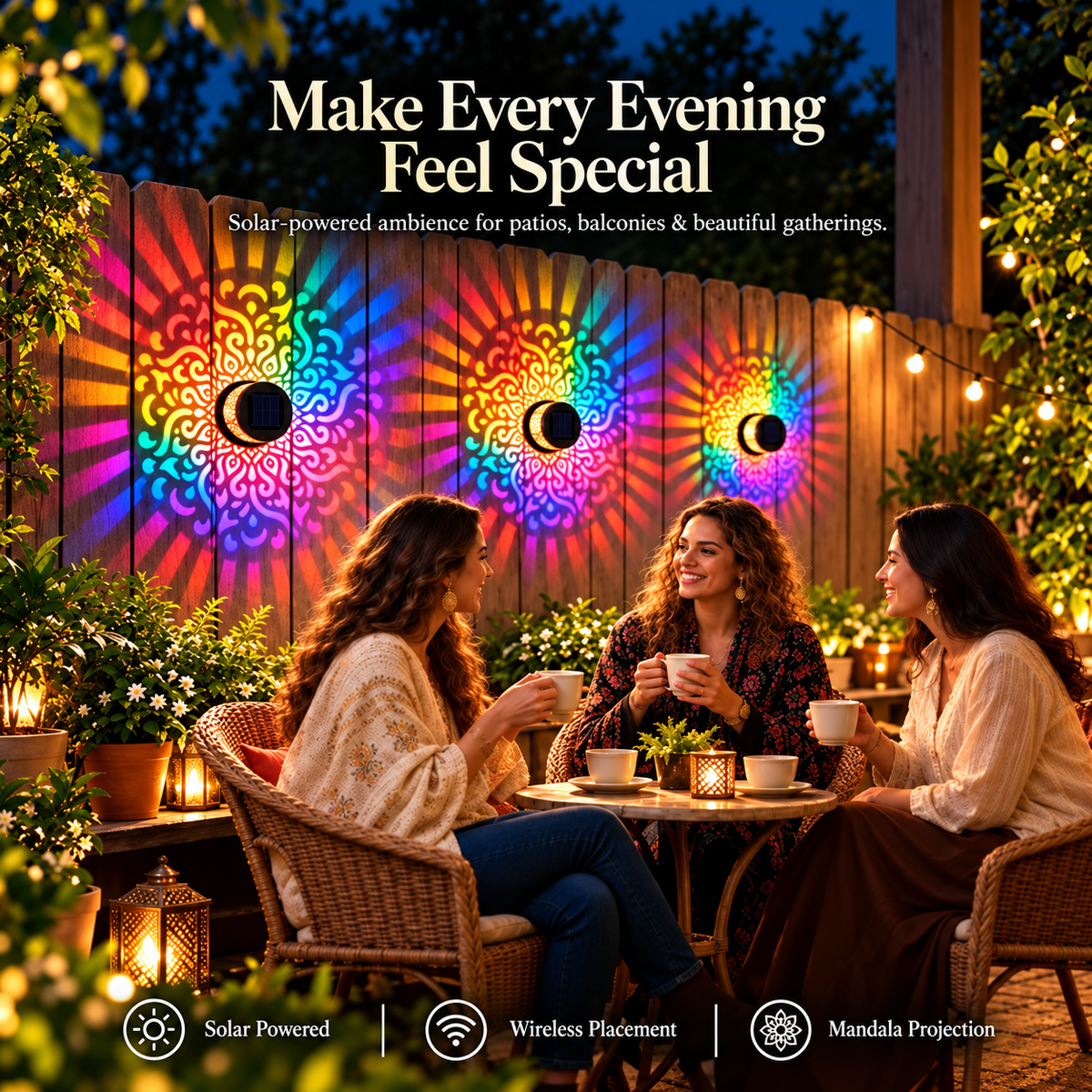 ☀️✨ Solar Mandala Fence Light – Decorative Outdoor Glow for Fences & Gardens