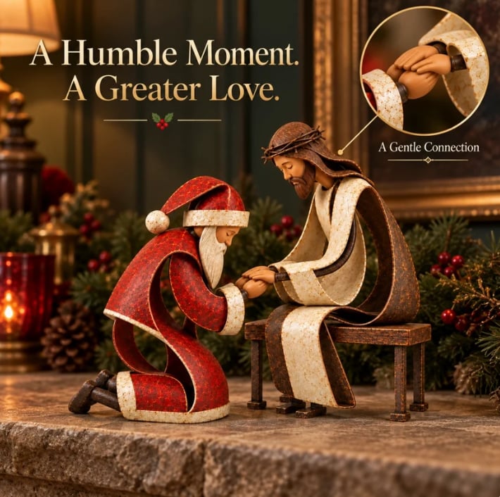 🎅✝️Santa Kneeling Before   Jesus Christmas   Figurines(📦Buy 2 Free Shipping)