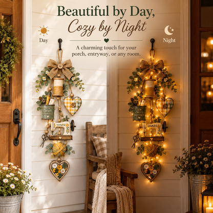 🧵✨ Sewing Lover’s Rustic Farmhouse Wall Hanging with Warm Fairy Lights