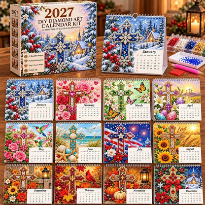 ✝️ 2027 Faith & Blessings Diamond Art Calendar – Create with Faith, Shine All Year