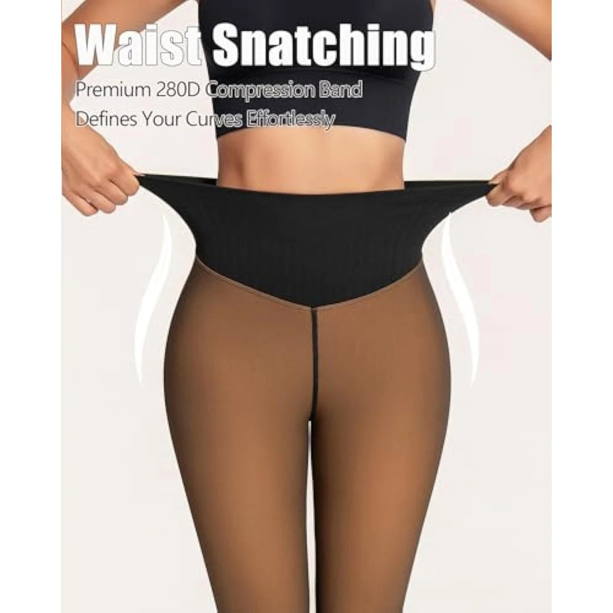 🧦 Fleece Lined Fake Translucent Tights | High Waist Butt Lifting Thermal Pantyhose for Women