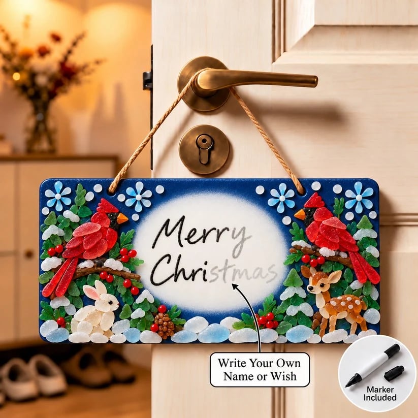 🎄✨ DIY Sea Glass Christmas Hanging Sign Kit – 8 Festive Designs & Personalized Holiday Decor ✍️