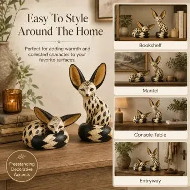🦊Vintage-Style Fennec Fox Sculpture – Charming Home Decor & Gift for Animal Lovers✨
