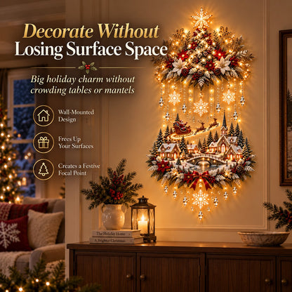 🎄✨ Lighted Christmas Tree & Village Wall Hanging – Glowing Winter Wonderland Decor ❤️