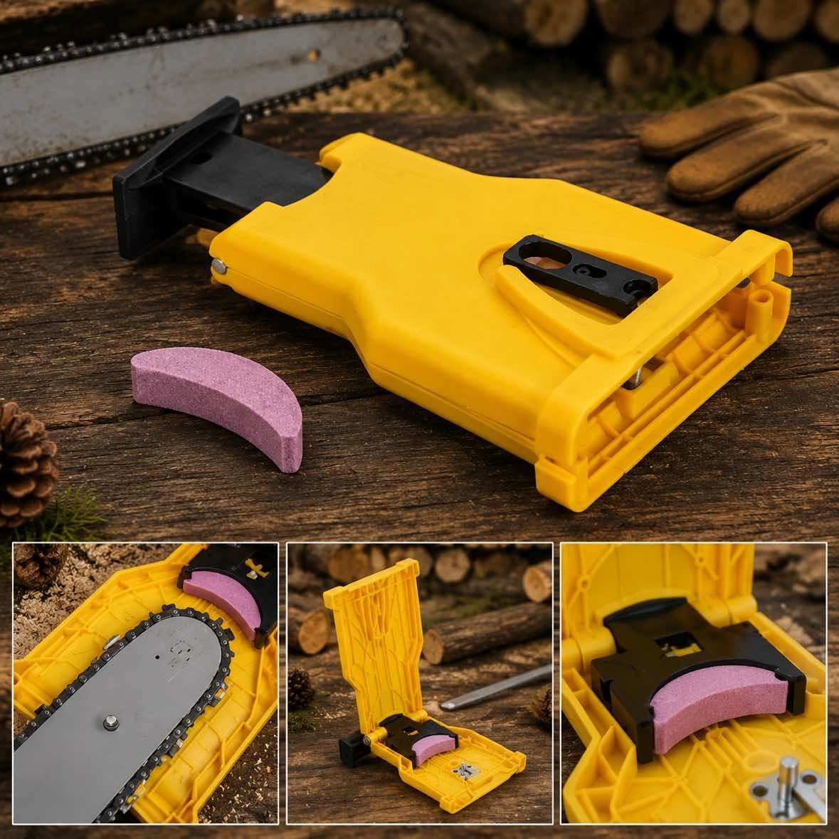 🪵Portable Chainsaw Sharpener with Extra Whetstone, Fast On-Saw Grinding Tool 🪓