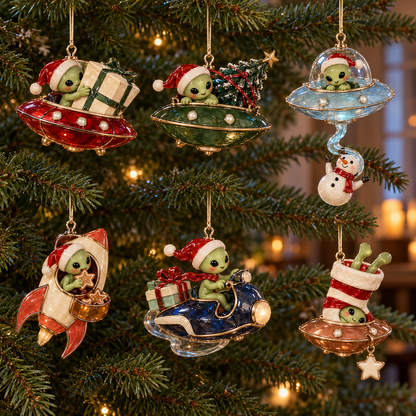 Cosmic Christmas Alien Ornaments – 6 Whimsical Holiday Designs