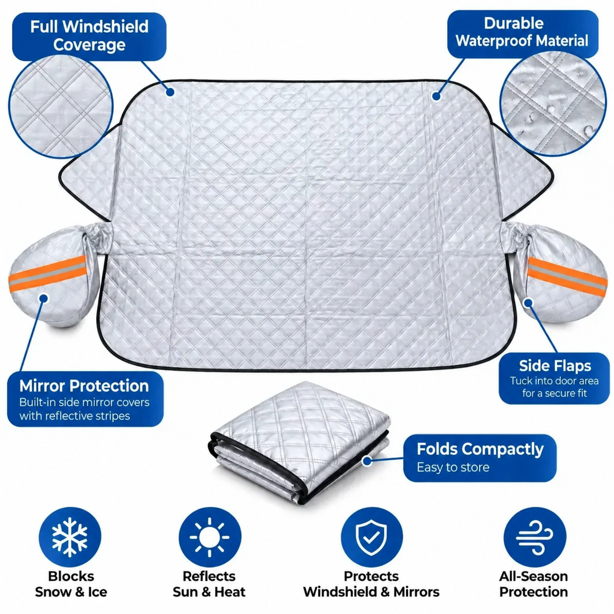 🚗 All-Season Magnetic Windshield Cover – Snow, Ice & Frost Protection