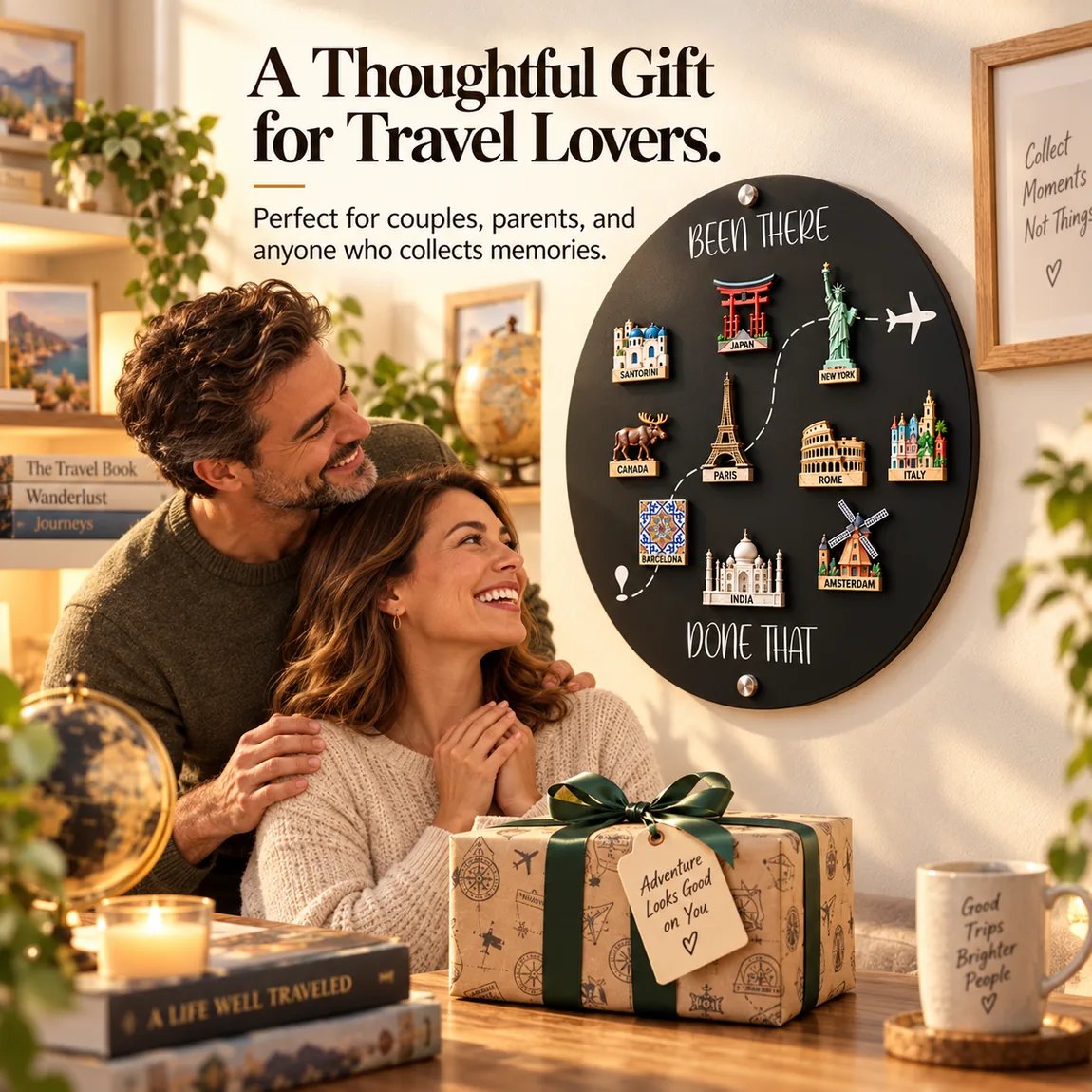 🌍✈️ Been There, Done That Travel Magnet Display Board – Round Souvenir Magnet Wall Organizer, Personalized Travel Memory Decor & Unique Gifts for Travelers 🎁