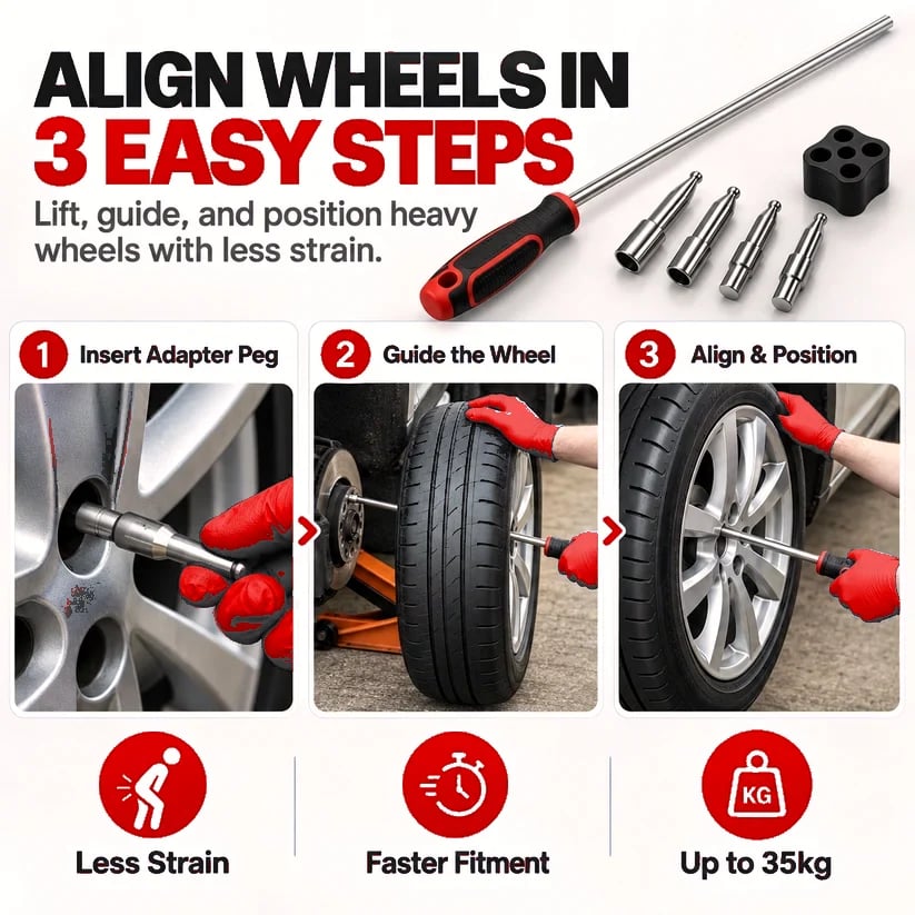 🔧 Heavy-Duty Wheel Fitting Tool – Hub Alignment & Tire Mounting Assistant