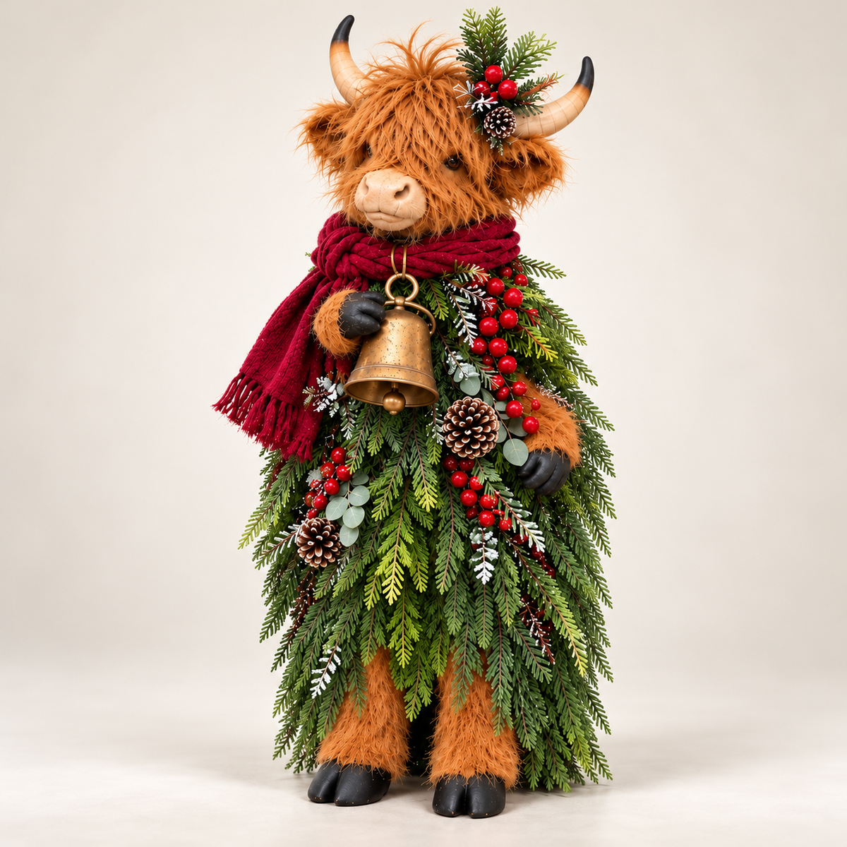 Full front view of Highland Cow Christmas Greeter