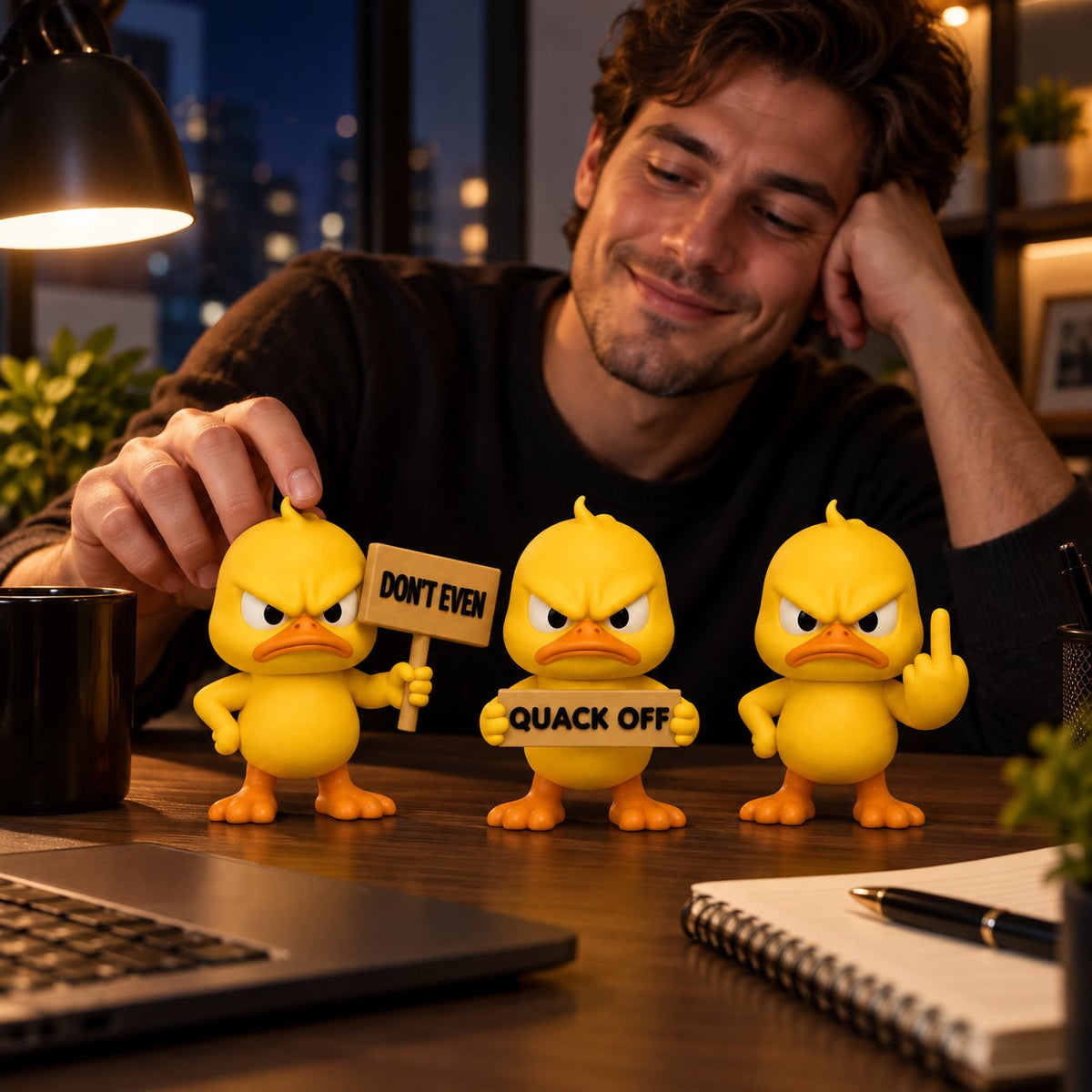 🦆 Angry Duck Desk Figurines – Sarcastic Funny Decor for Office & Home