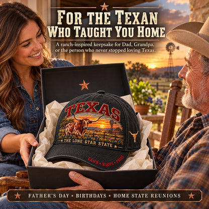 ⏳ Last Day 49% OFF – 🤠 Texas Lone Star Longhorn Cap | Cotton-Poly Blend • Detailed Embroidery • Adjustable Fit