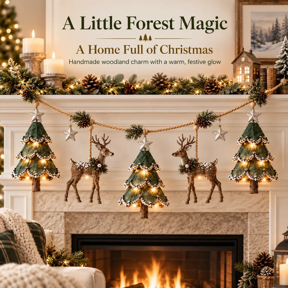 ⏰ LAST DAY 50% OFF - 🦌 Lighted Woodland Christmas Garland