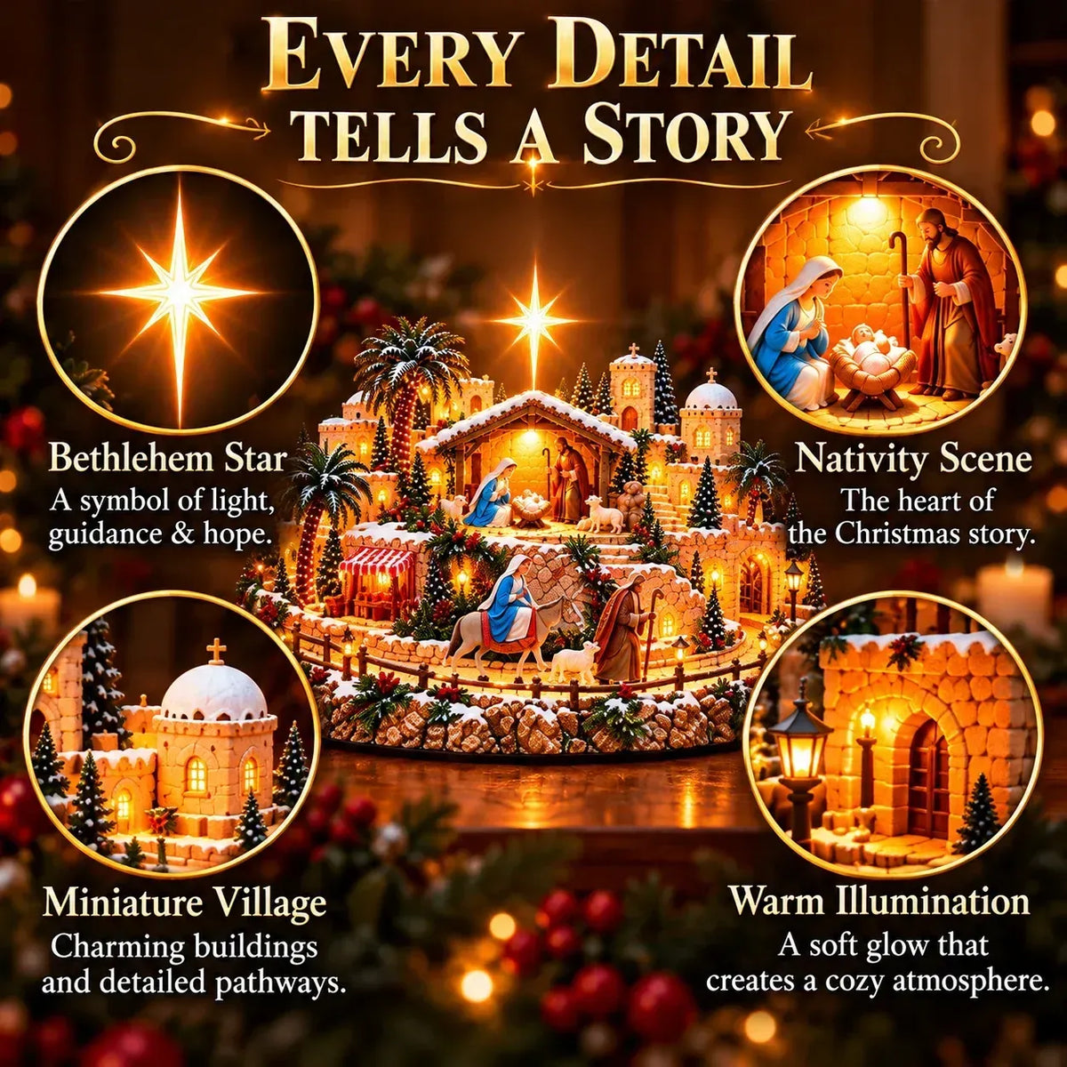 ✨Last Day 49% OFF🌟🎄'Journey of the Star of Bethlehem™' Illuminated Village