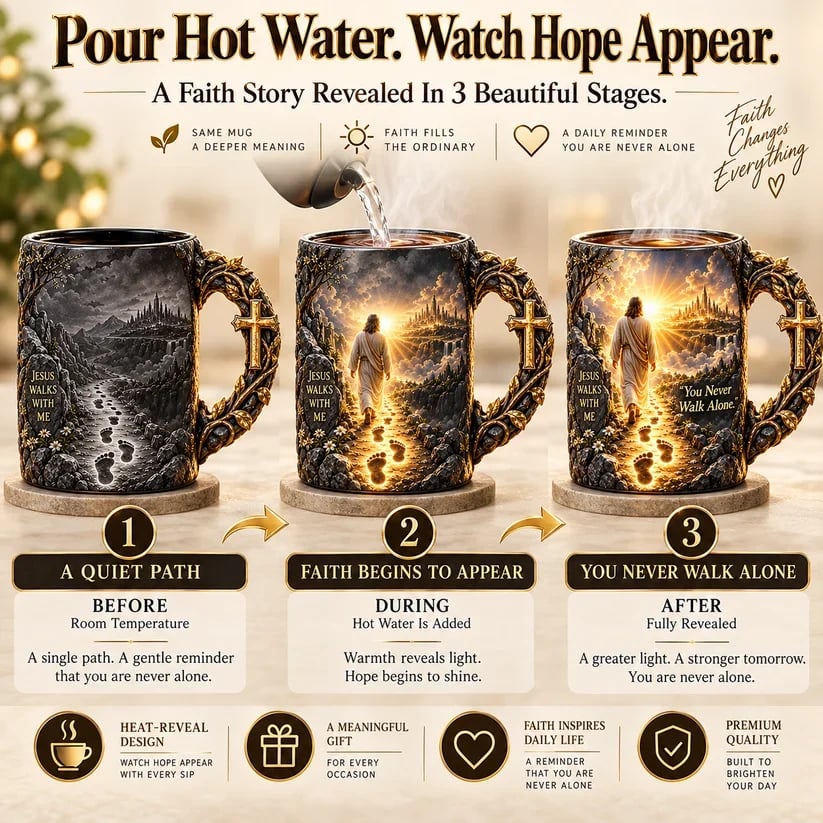 🔥 Last Day 49% OFF - 🔥✝️ Jesus Walks With Me™ – Heat-Reveal Faith Mug | You Are Never Alone