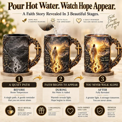 🔥 Last Day 49% OFF - 🔥✝️ Jesus Walks With Me™ – Heat-Reveal Faith Mug | You Are Never Alone