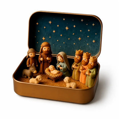 Pocket Size Mini Nativity Scene Set for Christmas Table Decor and Faith Gifts