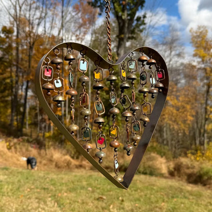 💖 Heart Wind Chime – Handcrafted Metal Garden Ornament