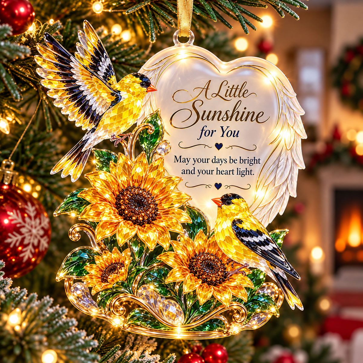🪽 2026 Angel Wings Heart Christmas Ornaments – Set of 6 Inspirational Holiday Keepsakes