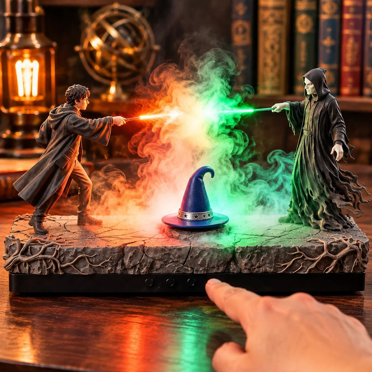 🪄🌫️ Fantasy Magic Duel Diffuser – Rising Mist, Dual-Color Glow & Resin Sculpture!!!